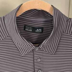 HOLLAS Gray Striped Polo Shirt XL